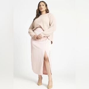 Eloquii Satin Slit Skirt Pink